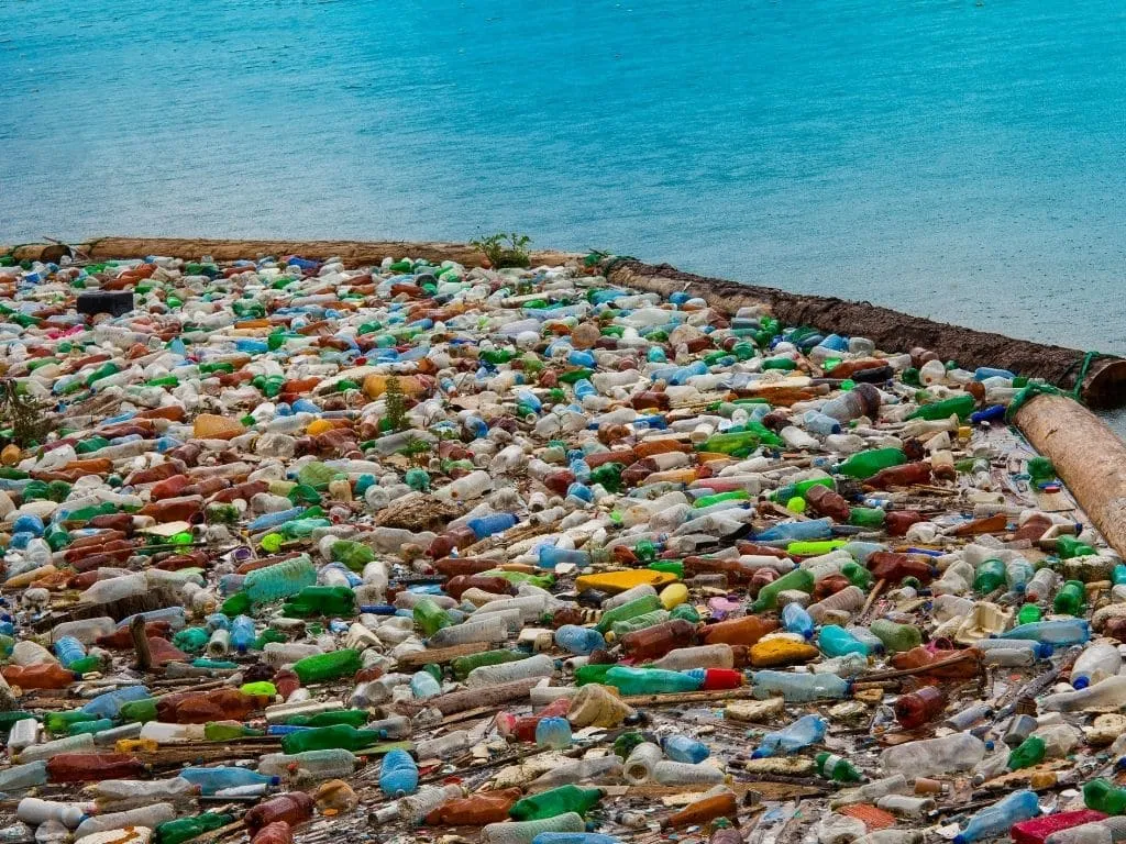 漂浮的塑料瓶与海洋垃圾