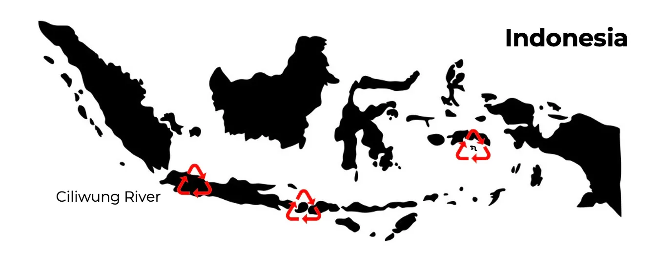 标示Banda Island、South Lombok和Ciliwung River的历史项目地图