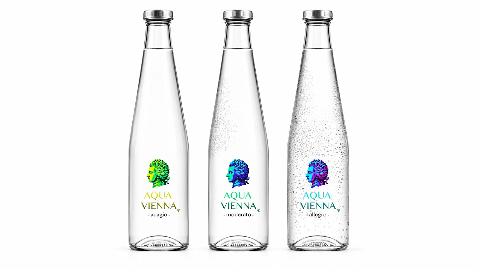 Aqua Vienna包装概念的三款玻璃瓶设计