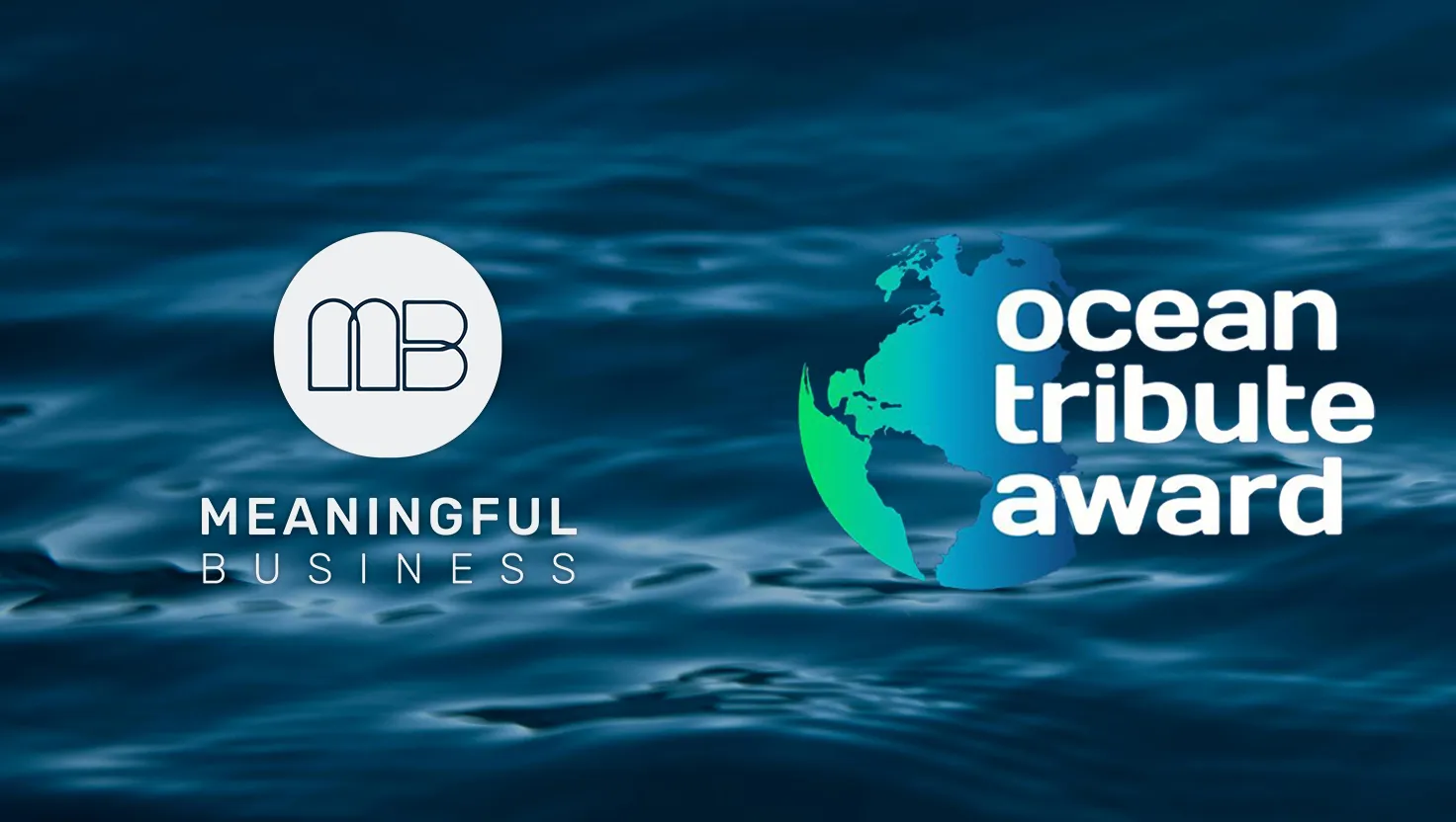 Meaningful Business 100与Ocean Tribute Award标志，代表对Ocean Material海洋创新工作的认可